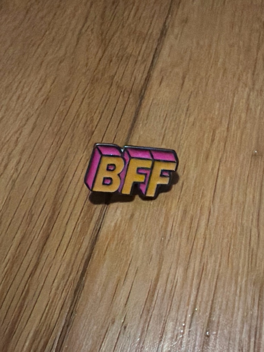 BFF Pink & Yellow Enamel Pin - Women Accessories Key & Card Holder Accent